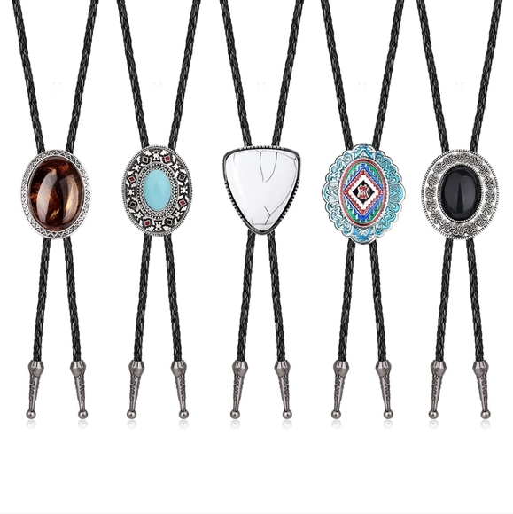 New Set of 5 Western And Native American style Bolo ties - Picture 3 of 3